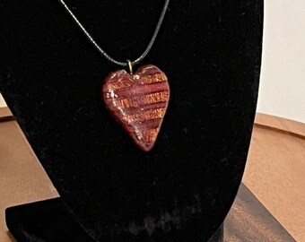Mahogany and Resin Heart Pendant - Handmade, one-of-a-kind