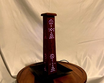 9" Wooden Meditation Lantern Light and Incense Burner - Relaxing Breathing Lamp for Mindfulness