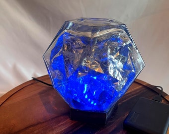 7" Meditation Lantern Light - Hexagon Glass with Reflective Foil, Relaxing Breathing Lamp for Mindfulness