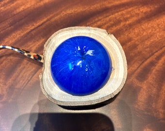 Wood and Resin Night Light - Blue Half-Sphere