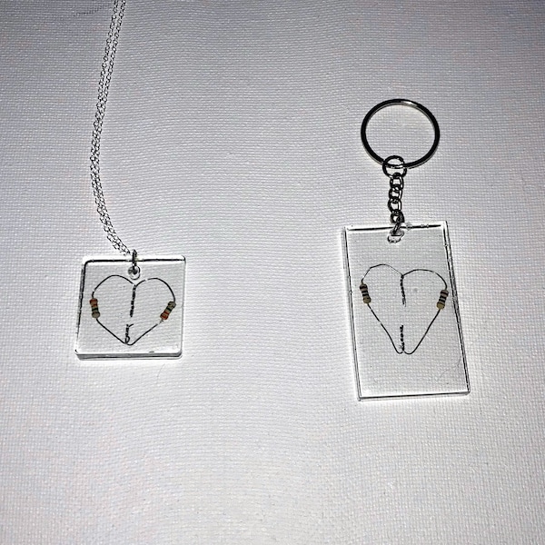 Resistor Heart Necklace or Keychain - I can't resist your love!