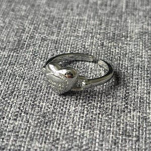 VTG Tiffany & Co Silver Designer Ring Vintage Gray Heart Logo Ring Stamp Logo