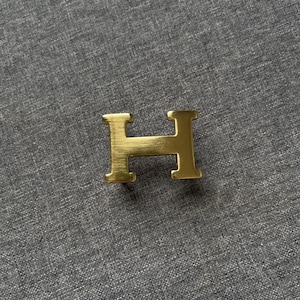 Hermes Vintage Golden H Monogram Logo Reversible Gold Belt Buckle 3cm 1.15&quot;