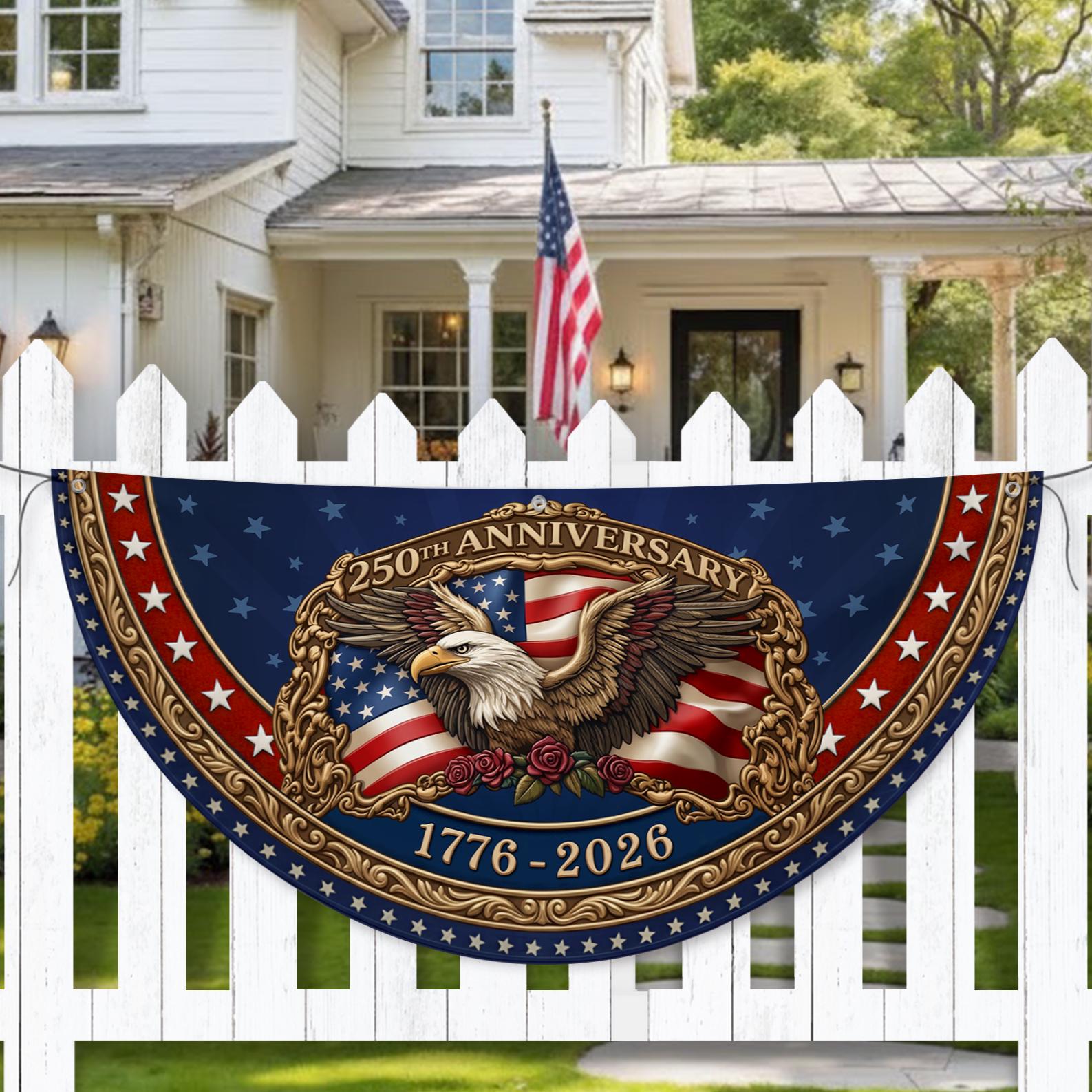 Discover 250th Anniversary USA Eagle Fan Flag, Semiquincentennial Patriotic Flag, Liberty Bell Vintage Canvas July 4th Independence Day 2026 Banner