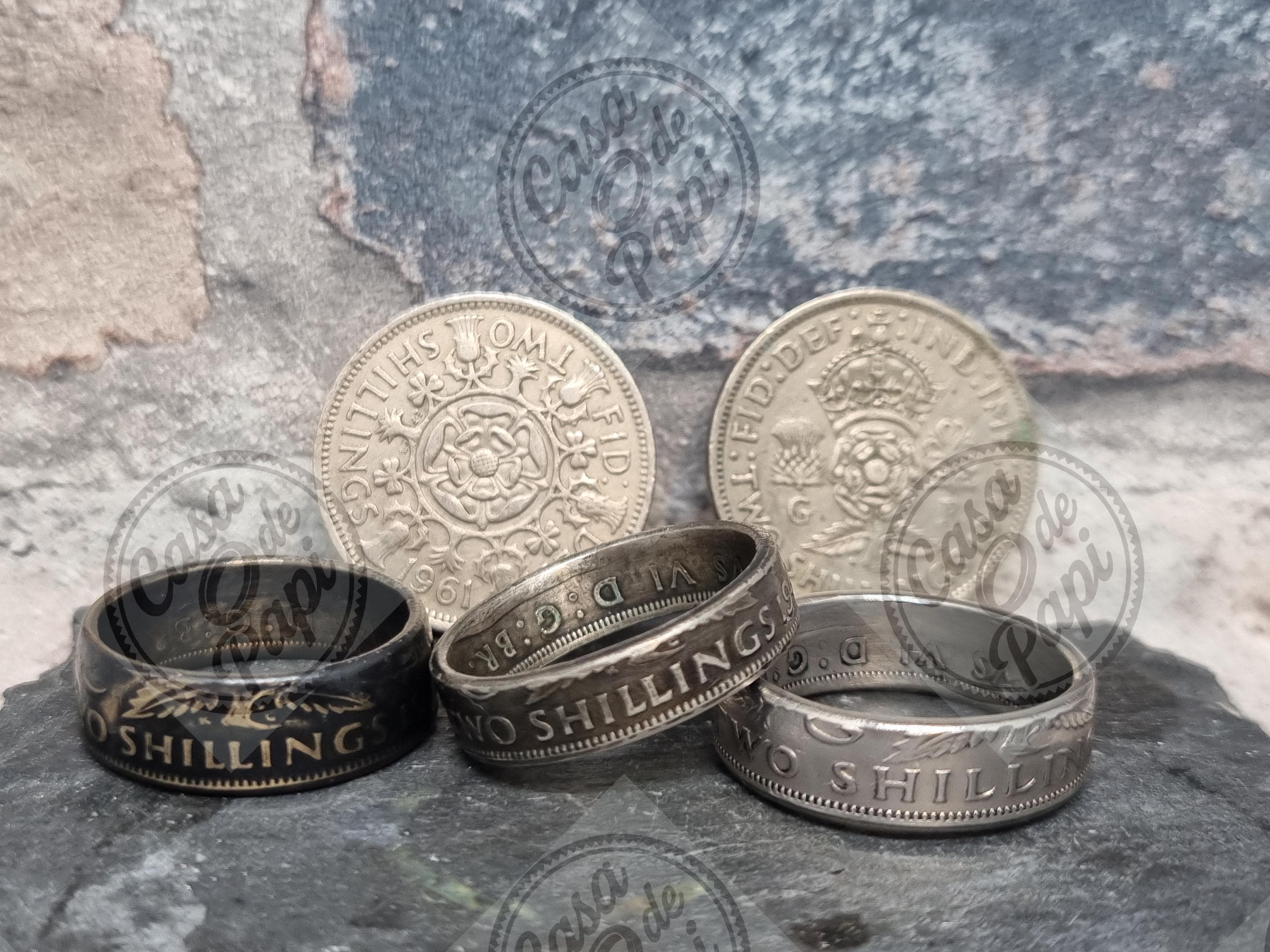 Bague Pièce De Monnaie 2 Shillings D'Irlande En Argent - AntiqueCoinRings - Neuf