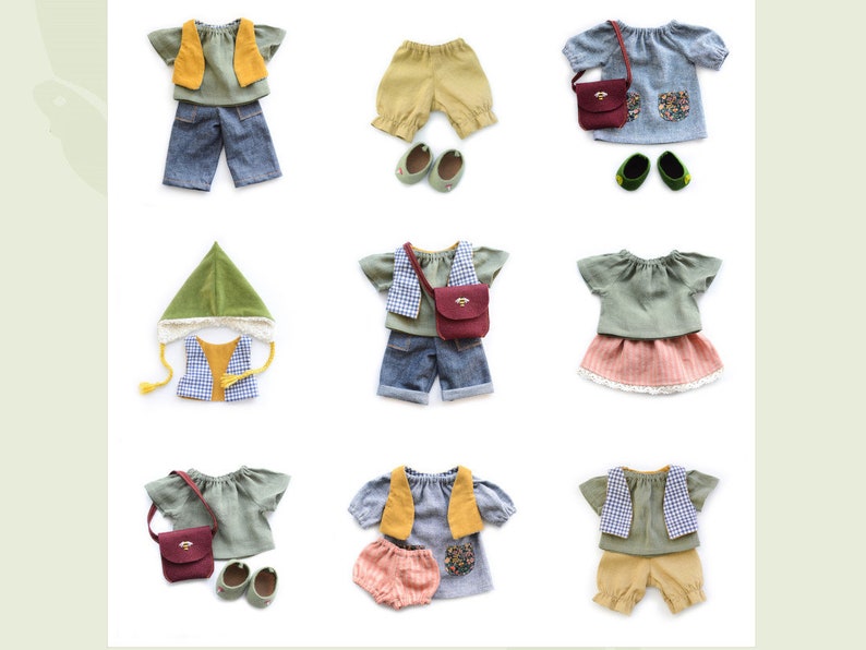 Classic Cloth Doll Clothes BUNDLE of 10 Digital Pattern image 1