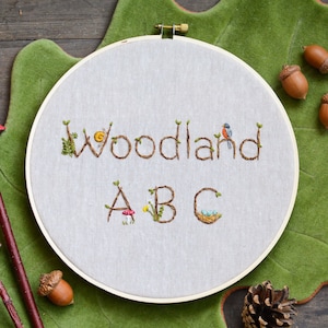 Waldland Alphabet Stickerei - Digitales PDF Schnittmuster + Video-Klasse