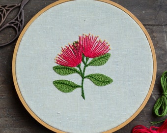 New Zealand Flower Collection - Pōhutukawa Embroidery Pattern - Digital Pattern + Video Class