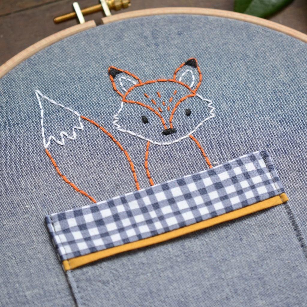 Woodland Pocket Embroidery - Fox - Digital PDF Sewing Pattern - Etsy