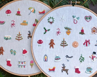 Christmas Mini Embroideries - BUNDLE Northern and Southern - Digital PDF Pattern + Video Class