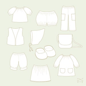 Classic Cloth Doll Clothes BUNDLE of 10 Digital Pattern image 2