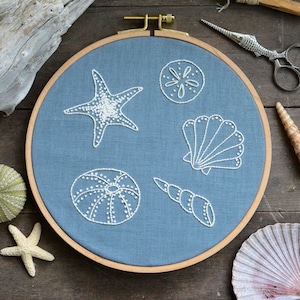 Seashells Embroidery - Digital PDF Sewing Pattern + Video Class