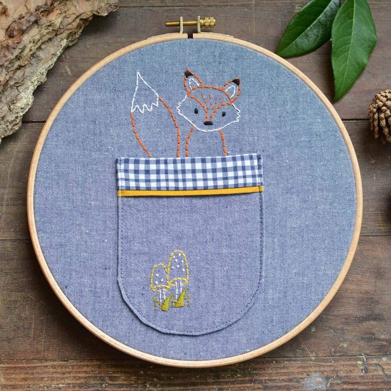 Woodland Pocket Embroidery - Fox - Digital PDF Sewing Pattern - Etsy