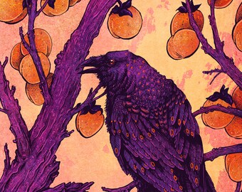 8x10" Raven and Persimmons Metallic Print