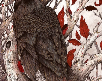 8x10" Metallic Print A Raven in Winter