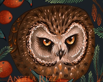 Rockefeller Tree Owl 8x10" Metallic Print