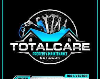 Custom Home repair logo, Maintenance service logo, Handyman logo, Property care logo, Home improvement logo, Repair service logo, House Logo