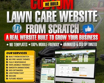 Sitio web personalizado para el cuidado del césped, sitio web de paisajismo, sitio web para el cuidado de jardines, sitio web para el mantenimiento de césped, diseño web para empresas de cuidado del césped