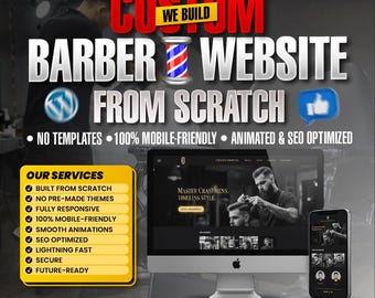 Custom Barbershop Website, Beauty salon Website, Hair salon Website, Barber Website, Spa Website, Wellness Website, Barber Booking Website