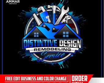 Custom Remodeling logo, Construction logo, Home renovation logo, Handyman service logo, building company logo, Plumbing Logo, Roofing Logo