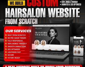 Custom Website Design for Barber, Hair Salon, Beauty Salon, Spa, Wellness, Barbershop, Skin care Product & Hair care product