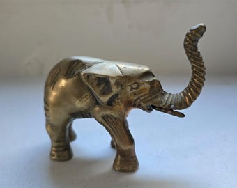 Brass elephant decor boho figurine vintage Indian made