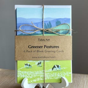 Greener Pastures - 6 Pack of Cow-Themed Blank Greeting Cards