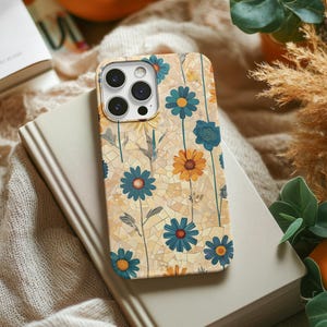 Floral Mosaic Phone Case, Tough Cases with Vibrant Flower Design, Trendy Cell Case for Nature Lovers, Perfect Gift for Her