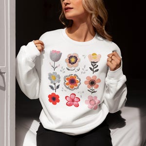 Floral Bliss Unisex Crewneck Sweatshirt - Cozy Spring Sweater, Gift for Her, Soft Pullover for All Seasons, Floral Design, Casual Chic