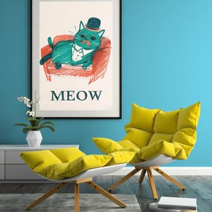 Meow-tiful Cat Poster: Delightful Kitty Art Print for Whimsical Homes