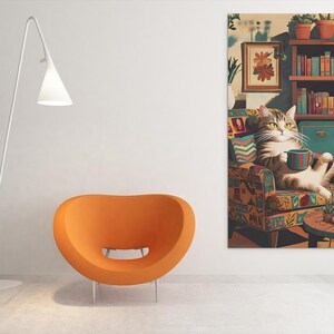 Vintage Cat Lover&#39;s Delight: Cozy Art Poster for Home and Office