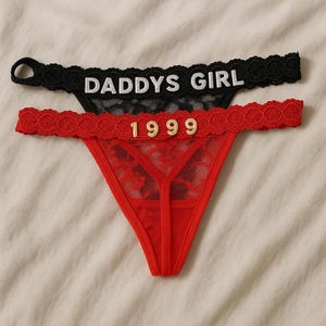 Name Thong, Personalised Name Thong, Custom Name Thong, Custom Name Lace Thong With Crystal, Letter Name Thong, Gift for Him, Gift for Her
