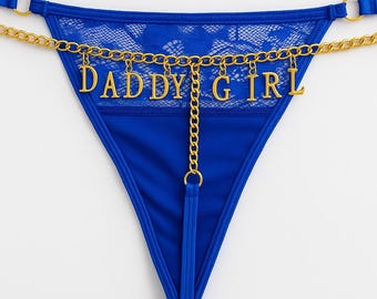 Custom Name Thong, Personalized Chain Letter Panties, Adjustable Sexy Lingerie Gift for Her, Custom Lingerie with Letter Charms, for Couples