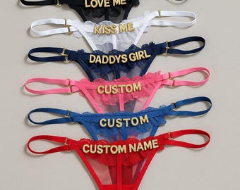 Aangepaste naam string, gepersonaliseerde naam string, vrijgezellenfeest cadeau, bruidsondergoed, bruid cadeau, aangepaste lingerie, perfect cadeau voor stel