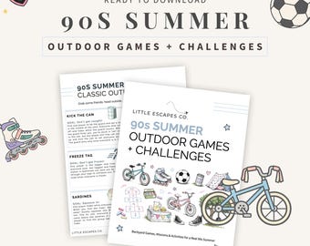 90s Summer Outdoor Games Pack for Kids: Classic Backyard Games, Challenges and Missions (PDF)