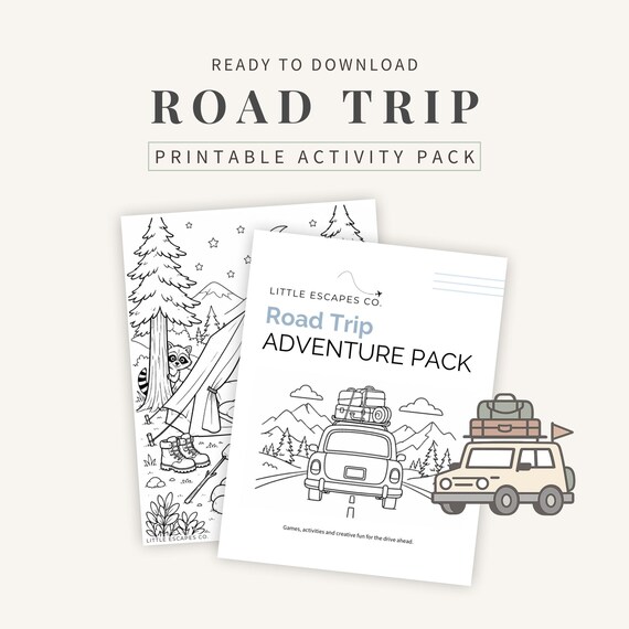 Road Trip Kids Activity Pack: Car Games, Scavenger Hunt, Coloring Pages (Printable PDF)