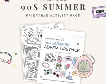 90s Summer Activity Pack for Kids: Printable Games, Crafts, and Boredom Busters (PDF)