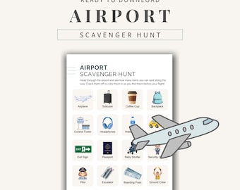 Airport Scavenger Hunt for Kids, Printable Travel Activity