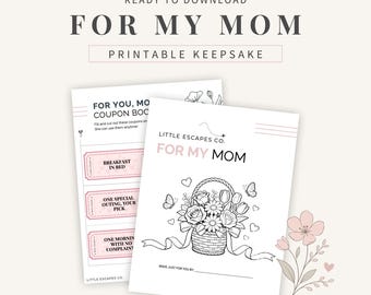 For My Mom Gift Set, Printable Mother's Day Keepsake Gift from Kids, PDF Download