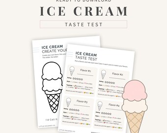 Ice Cream Taste Test Card for Kids, Printable Summer Activity