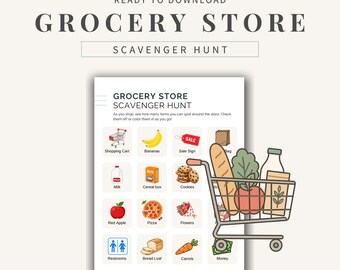 Grocery Store Scavenger Hunt for Kids, Printable Activity Page