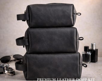Neceser de cuero personalizado, bolsa de aseo de viaje hecha a mano de cuero de grano completo para hombre, organizador de aseo personal, regalo para él.