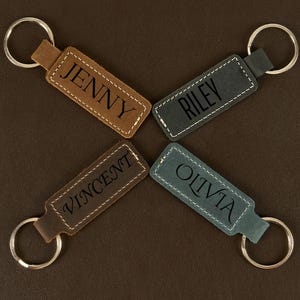 Personalized Leather Keychain, Customized Keyfob Wedding Gift for Him, Leather Keychain with Personalized, Name Keychain for Mens