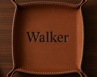 Personalized Leather Valet Tray – Handmade Catchall Desk Organizer with Initials