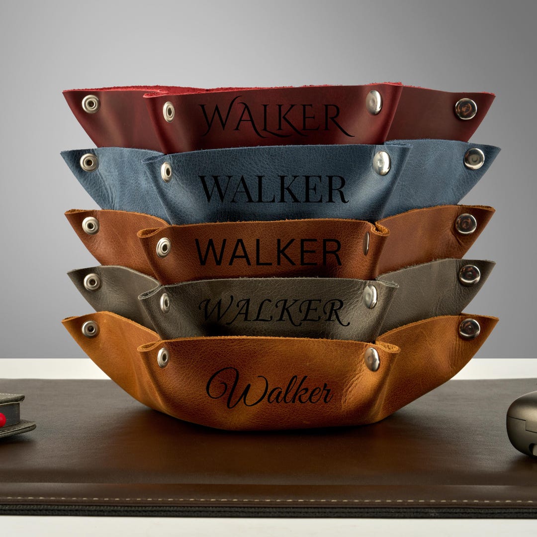 Personalized Hexagon Leather Office Desk Organizer, Catch All Tray ...
