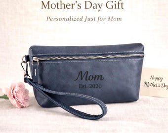 Muttertagsgeschenk für Sie, personalisierte Kosmetiktasche, Leder-Make-up-Beutel, individuelles Geschenk für Mama