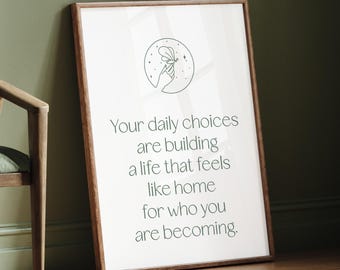 Mindfulness Poster “Your Daily Choices” – Boho Quote Poster with Self-Love, Growth Mindset & Positive Beliefs for Coaching