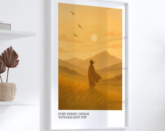 Anime Poster Mystic Journey – Boho Illustration in Ghibli-Inspired Style – Spiritual Fan Art Quote – Decor & Gift