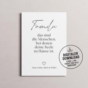 Personalisiertes Familienposter | Wunschtext + Symbol | Geschenk für Familie + Zuhause | digitaler Download