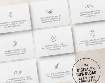 Soul Anchor – a lovingly designed card set with affirmations and encouraging quotes as digital postcards in a tranquil boho style.